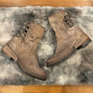 A.S.98 Spero Studded Buckle Leather Ankle Boots